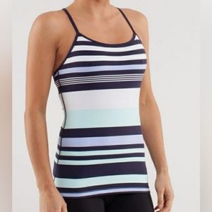 Lululemon Womens Navy Blue White Stripe Cool Racerback Tank Top Size 4
